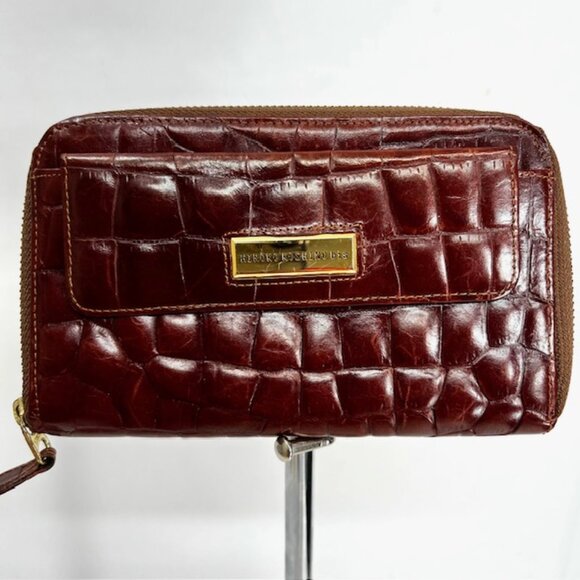 Hiroko Koshino Handbags - RARE leaher Bugendy Crocodile Hiroko Koshino bis Long Wallet full zip wallet(16
